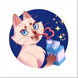 Pixel Kitty with Milk Box Posters and Art